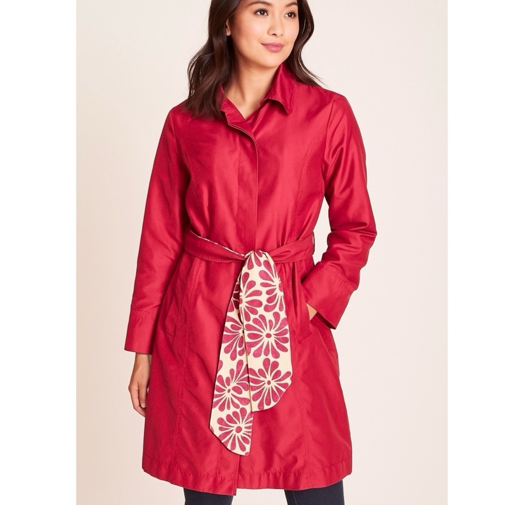Zara Trench Coat Trench Jacket Belted Side Pockets Raspberry Pink Pleated Size S